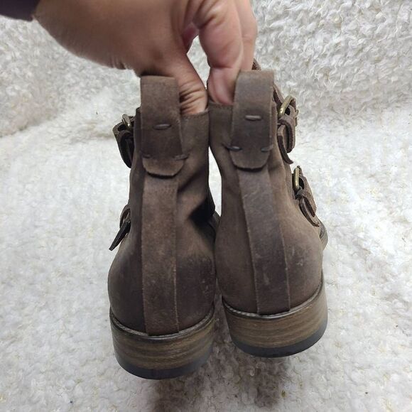 Sartore Paris Distressed Leather Double Buckle Ankle Boots sz 38 - Picture 5 of 8